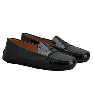 TOD'S City Gommino Driving Shoes Loafers Black Patent Leather Size 36.5 (US 6.5)